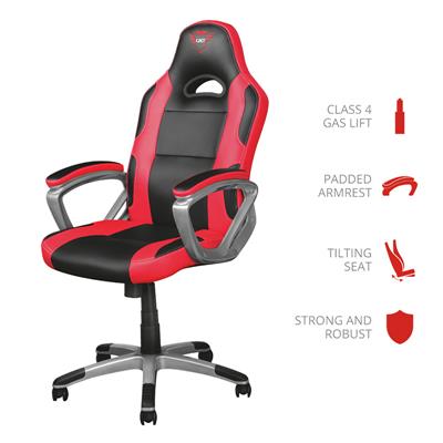Silla gaming Ryon Gxt 705 Trust - Roja y negro