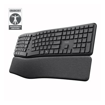 TRUST Keyra Teclado Wirel BT+ USB Ergonomico Black ES