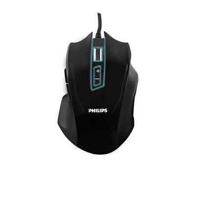 Mouse Gamer USB Philips G201 BL - 1000 a 6400 DPI - Negro - RGB - Outlet